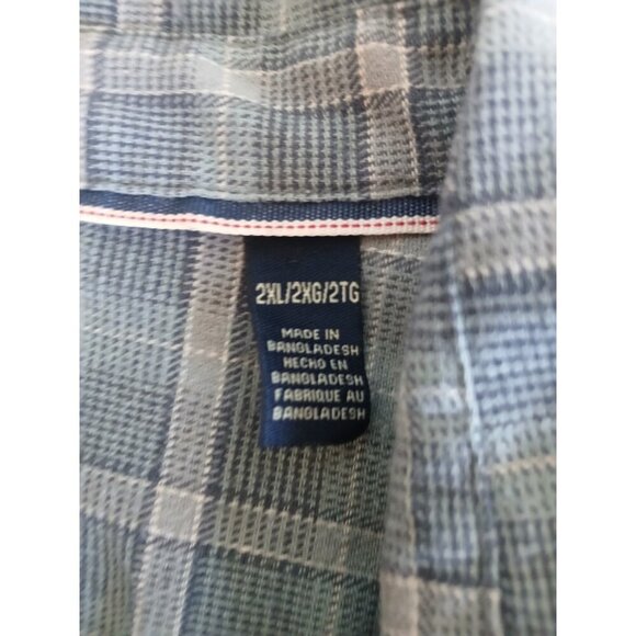 Wrangler Mens 2XL Casual Button Up Shirt Flannel Blue Plaid Long Sleeve Pockets - Picture 10 of 10